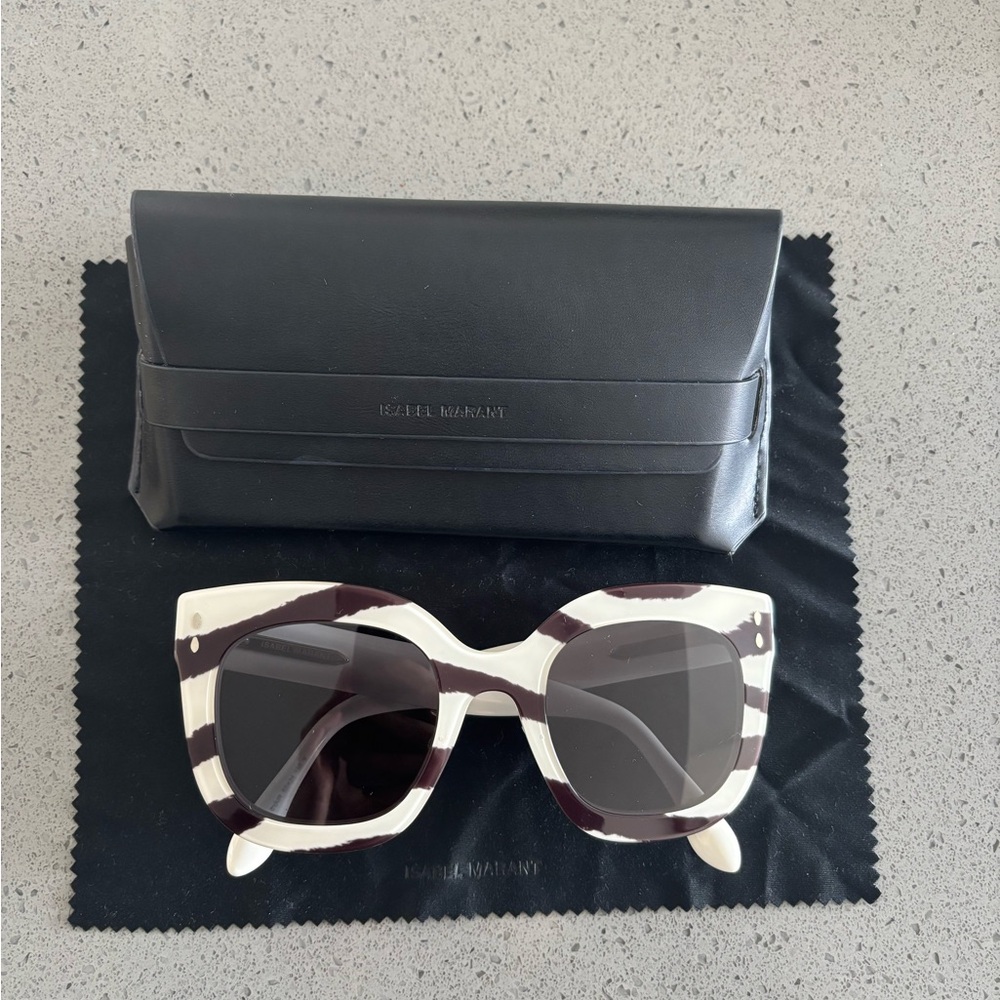 Isabel Marant Black and White Sunglasses with Chunky Frame